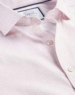 CHARLES TYRWHITT Semi-Spread Collar Non-Iron Tear Drop Print Shirt - Pink