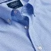 CHARLES TYRWHITT Button-Down Collar Non-Iron Stretch Mini Gingham Short Sleeve Shirt - Ocean B -Charles Tyrwhitt Shop CSN0354OCE COLLAR DETAIL
