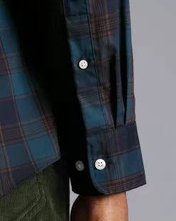 CHARLES TYRWHITT Button-Down Collar Non-Iron Stretch Poplin Tartan Check Shirt - R -Charles Tyrwhitt Shop CSN0368RST MODEL CUFF