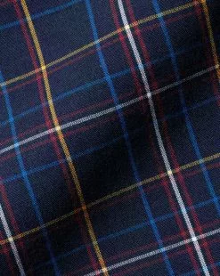 CHARLES TYRWHITT Button-Down Collar Non-Iron Stretch Poplin Check Shirt - Sunflower Yellow -Charles Tyrwhitt Shop CSN0368SFL FABRIC DETAIL