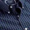 CHARLES TYRWHITT Button-Down Collar Non-Iron Stretch Poplin Fine Check Shirt - Royal B