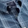 CHARLES TYRWHITT Button-Down Collar Non-Iron Stretch Poplin Slub Check Shirt - Steel B