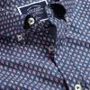 CHARLES TYRWHITT Button-Down Collar Non-Iron Stretch Poplin Leaf Print Shirt - Royal B