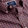 CHARLES TYRWHITT Button-Down Collar Non-Iron Twill Gingham Check Shirt - Maroon R -Charles Tyrwhitt Shop CSN0420MRN COLLAR DETAIL