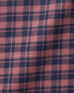 CHARLES TYRWHITT Button-Down Collar Non-Iron Twill Gingham Check Shirt - Maroon R -Charles Tyrwhitt Shop CSN0420MRN FABRIC DETAIL