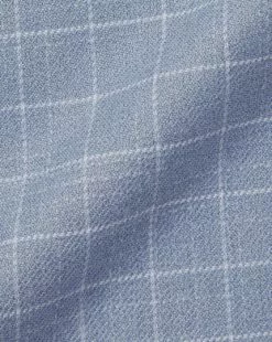 CHARLES TYRWHITT Button-Down Collar Non-Iron Twill Windowpane Check Shirt - Steel B -Charles Tyrwhitt Shop CSN0422STL FABRIC DETAIL