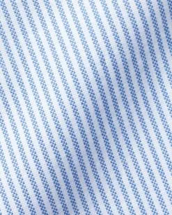 CHARLES TYRWHITT England Rugby Button-Down Collar Washed Oxford Stripe Shirt - Blue & Wh -Charles Tyrwhitt Shop CSQ0005BWT FABRIC DETAIL
