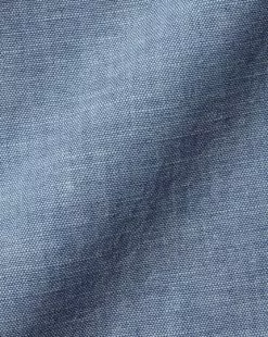 CHARLES TYRWHITT England Rugby Button-Down Collar Chambray Shirt - Mid B -Charles Tyrwhitt Shop CSQ0024MBU FABRIC DETAIL