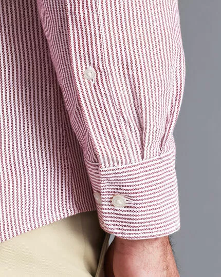 CHARLES TYRWHITT England Rugby Button-Down Collar Washed Oxford Stripe Shirt - Wine R 8 CHARLES TYRWHITT England Rugby Button-Down Collar Washed Oxford Stripe Shirt - Wine R - Image 6