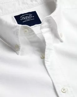 CHARLES TYRWHITT Button-Down Collar Washed Oxford Shirt - Wh