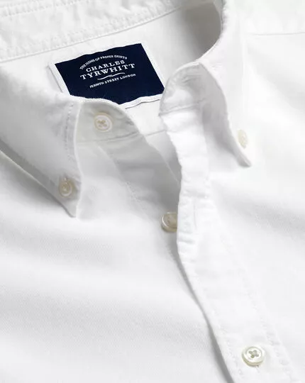 CHARLES TYRWHITT Button-Down Collar Washed Oxford Shirt - Wh 3 CHARLES TYRWHITT Button-Down Collar Washed Oxford Shirt - Wh