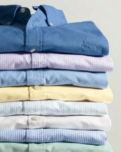 CHARLES TYRWHITT Button-Down Collar Washed Oxford Stripe Shirt - Ocean B -Charles Tyrwhitt Shop CSR0906BWT L