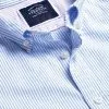 CHARLES TYRWHITT Button-Down Collar Washed Oxford Stripe Short Sleeve Shirt - Ocean B -Charles Tyrwhitt Shop CSR0957OCE COLLAR DETAIL