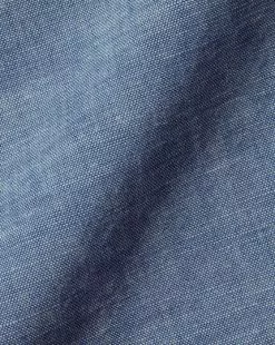 CHARLES TYRWHITT Button-Down Collar Chambray Shirt - Indigo B -Charles Tyrwhitt Shop CSR0999IDG FABRIC DETAIL