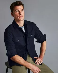 CHARLES TYRWHITT Overshirt - Navy -Charles Tyrwhitt Shop CSR2032NAV MODEL UNTUCKED