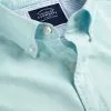 CHARLES TYRWHITT Button-Down Collar Washed Oxford Shirt - Aqua Green -Charles Tyrwhitt Shop CSR2036AQA COLLAR DETAIL