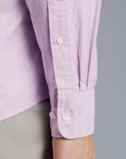 CHARLES TYRWHITT Button-Down Collar Washed Oxford Shirt - Violet P -Charles Tyrwhitt Shop CSR2036VLT MODEL CUFF