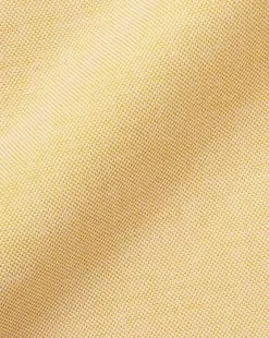 CHARLES TYRWHITT Button-Down Collar Washed Oxford Shirt - Yellow -Charles Tyrwhitt Shop CSR2036YLW FABRIC DETAIL