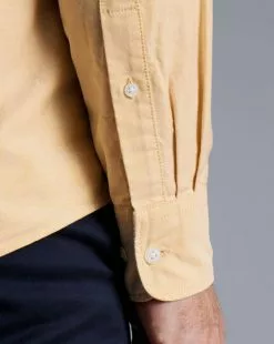 CHARLES TYRWHITT Button-Down Collar Washed Oxford Shirt - Yellow -Charles Tyrwhitt Shop CSR2036YLW MODEL CUFF