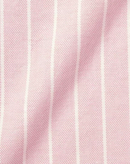 CHARLES TYRWHITT Button-Down Collar Washed Oxford Butchers Stripe Shirt - Pink 7 CHARLES TYRWHITT Button-Down Collar Washed Oxford Butchers Stripe Shirt - Pink - Image 5