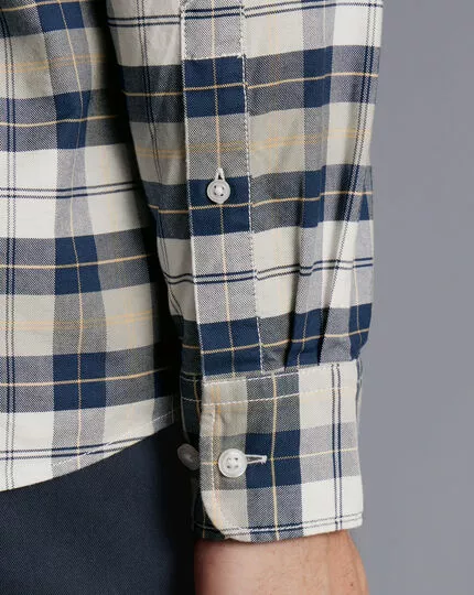 CHARLES TYRWHITT Button-Down Collar Washed Oxford Check Shirt - Grey 9 CHARLES TYRWHITT Button-Down Collar Washed Oxford Check Shirt - Grey - Image 7