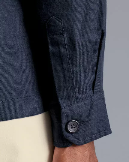 CHARLES TYRWHITT Cotton Linen Overshirt - Navy 8 CHARLES TYRWHITT Cotton Linen Overshirt - Navy - Image 6