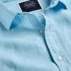 CHARLES TYRWHITT Pure Linen Shirt - Light B -Charles Tyrwhitt Shop CSR2052LBU COLLAR DETAIL