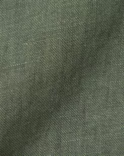 CHARLES TYRWHITT Pure Linen Shirt - Olive Green -Charles Tyrwhitt Shop CSR2052OLV FABRIC DETAIL
