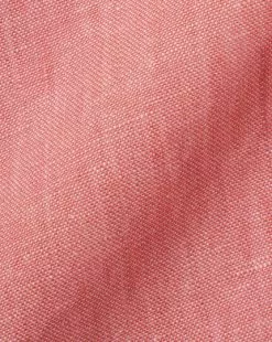 CHARLES TYRWHITT Pure Linen Shirt - Salmon Pink -Charles Tyrwhitt Shop CSR2052SLP FABRIC DETAIL