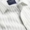 CHARLES TYRWHITT Pure Linen Stripe Shirt - Limeston -Charles Tyrwhitt Shop CSR2053LST COLLAR DETAIL