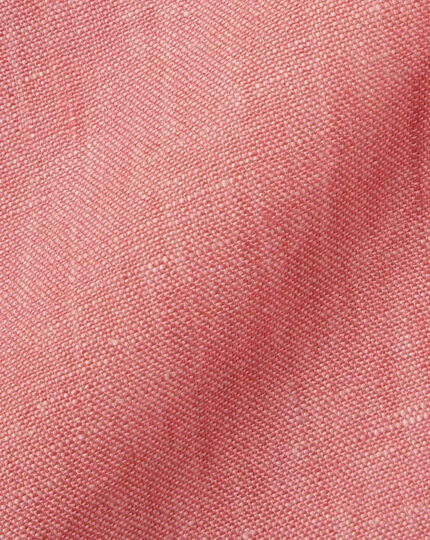 CHARLES TYRWHITT Pure Linen Short Sleeve Shirt - Salmon Pink 7 CHARLES TYRWHITT Pure Linen Short Sleeve Shirt - Salmon Pink - Image 5