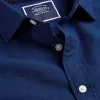 CHARLES TYRWHITT Cotton Linen Short Sleeve Shirt - Royal B -Charles Tyrwhitt Shop CSR2060RYL COLLAR DETAIL