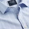 CHARLES TYRWHITT Cotton Linen Stripe Short Sleeve Shirt - Sky B