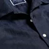 CHARLES TYRWHITT Revere Collar Pure Linen Short Sleeve Shirt - Navy B -Charles Tyrwhitt Shop CSR2068NAV COLLAR DETAIL