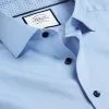 CHARLES TYRWHITT Semi-Spread Collar Twill Printed Trim Shirt - Sky B