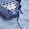 CHARLES TYRWHITT Button-Down Collar Non-Iron Stripe Shirt - Cobalt B -Charles Tyrwhitt Shop FOB0636COB COLLAR DETAIL