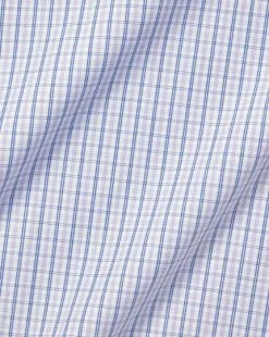 CHARLES TYRWHITT Button-Down Collar Non-Iron Oxford Twin Check Shirt - Lilac P -Charles Tyrwhitt Shop FOB0690LLC FABRIC DETAIL
