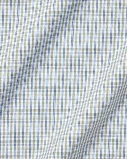 CHARLES TYRWHITT Button-Down Collar Non-Iron Oxford Twin Check Shirt - Olive Green -Charles Tyrwhitt Shop FOB0690OLV FABRIC DETAIL