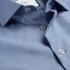 CHARLES TYRWHITT Semi-Spread Collar Non-Iron Stretch Texture Shirt - Royal B