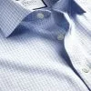 CHARLES TYRWHITT Semi-Spread Collar Non-Iron Cotton Linen Check Shirt - Sky B -Charles Tyrwhitt Shop FOB0700SKY COLLAR DETAIL