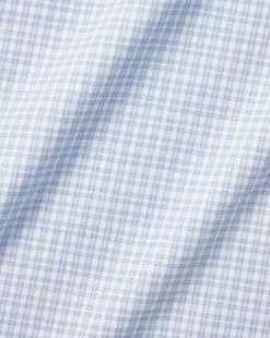 CHARLES TYRWHITT Semi-Spread Collar Non-Iron Cotton Linen Check Shirt - Sky B 13 CHARLES TYRWHITT Semi-Spread Collar Non-Iron Cotton Linen Check Shirt - Sky B -Charles Tyrwhitt Shop FOB0700SKY FABRIC DETAIL