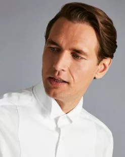 CHARLES TYRWHITT Wing Collar Marcella Bib Tuxedo Shirt - Wh -Charles Tyrwhitt Shop FOL0167WHT MODEL DETAIL