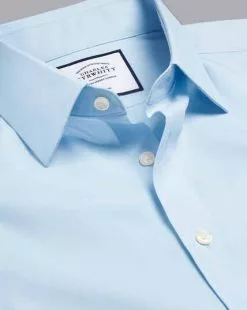 CHARLES TYRWHITT Non-Iron Poplin Shirt - Sky B -Charles Tyrwhitt Shop FON0216SKY COLLAR DETAIL 1