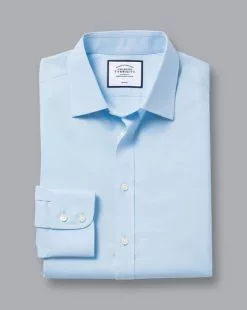 CHARLES TYRWHITT Non-Iron Poplin Shirt - Sky B -Charles Tyrwhitt Shop FON0216SKY FOLD SINGLE