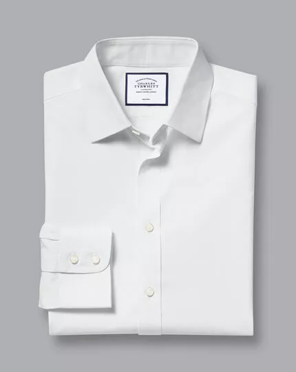 CHARLES TYRWHITT Non-Iron Poplin Shirt - Wh 6 CHARLES TYRWHITT Non-Iron Poplin Shirt - Wh - Image 4