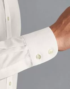 CHARLES TYRWHITT Non-Iron Twill Shirt - Ivory Wh -Charles Tyrwhitt Shop FON0409NWH MODEL CUFF