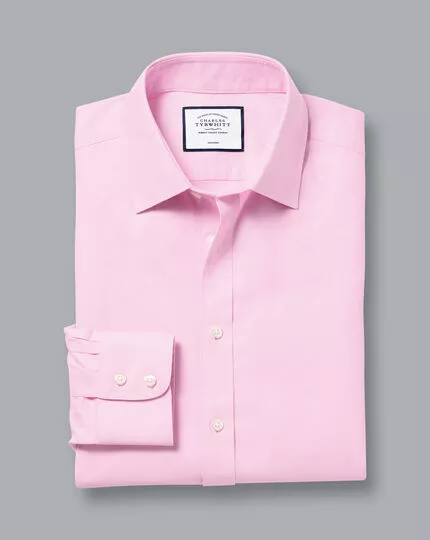 CHARLES TYRWHITT Non-Iron Twill Shirt - Pink 6 CHARLES TYRWHITT Non-Iron Twill Shirt - Pink - Image 4