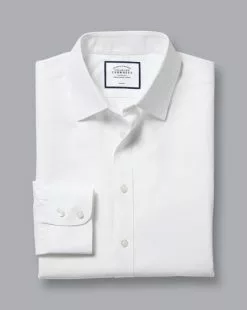 CHARLES TYRWHITT Non-Iron Twill Shirt - Wh -Charles Tyrwhitt Shop FON0409WHT FOLD SINGLE