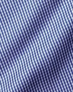 CHARLES TYRWHITT Non-Iron Puppytooth Shirt - Royal B -Charles Tyrwhitt Shop FON0410RYL FABRIC DETAIL