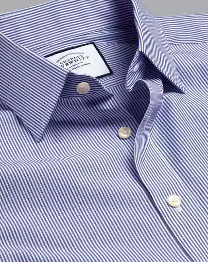 CHARLES TYRWHITT Non-Iron Bengal Stripe Shirt - Royal B 10 CHARLES TYRWHITT Non-Iron Bengal Stripe Shirt - Royal B - Image 8